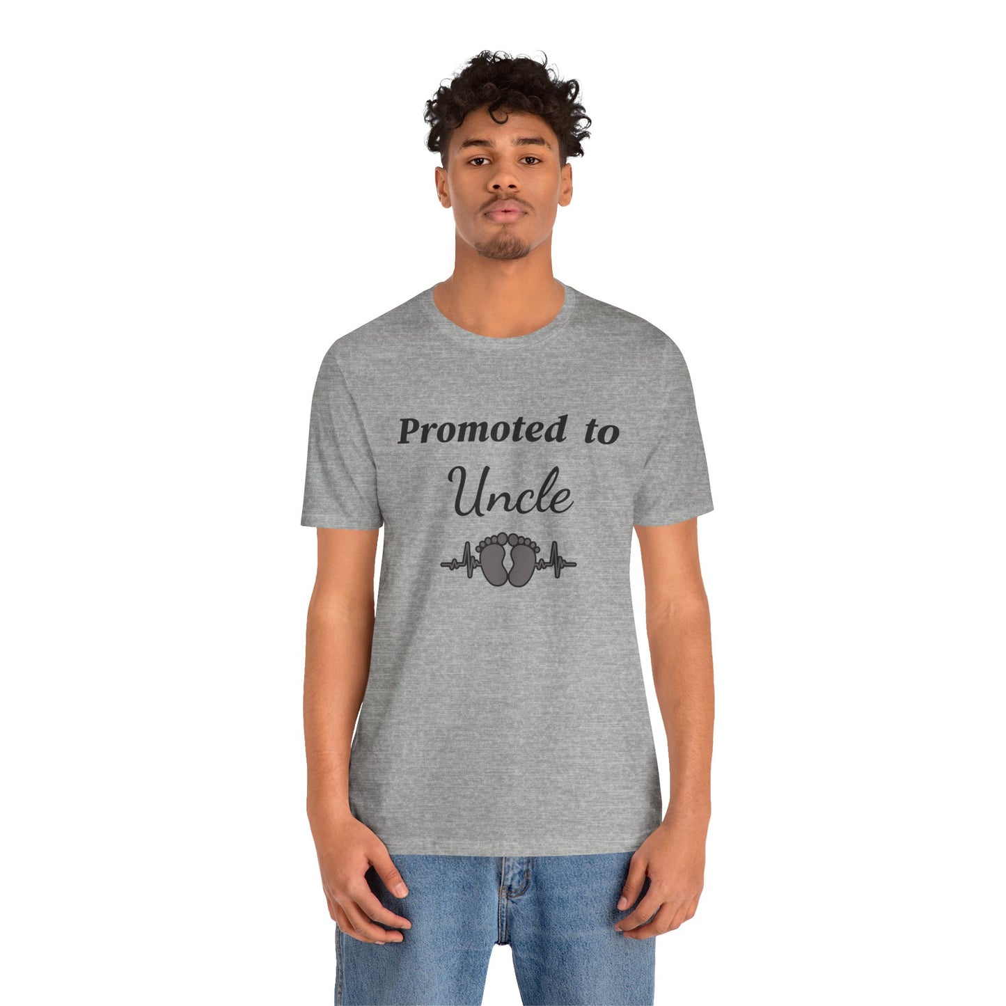 Promoted to Uncle Tee — New Baby Announcement T-Shirt with Baby Feet Design
