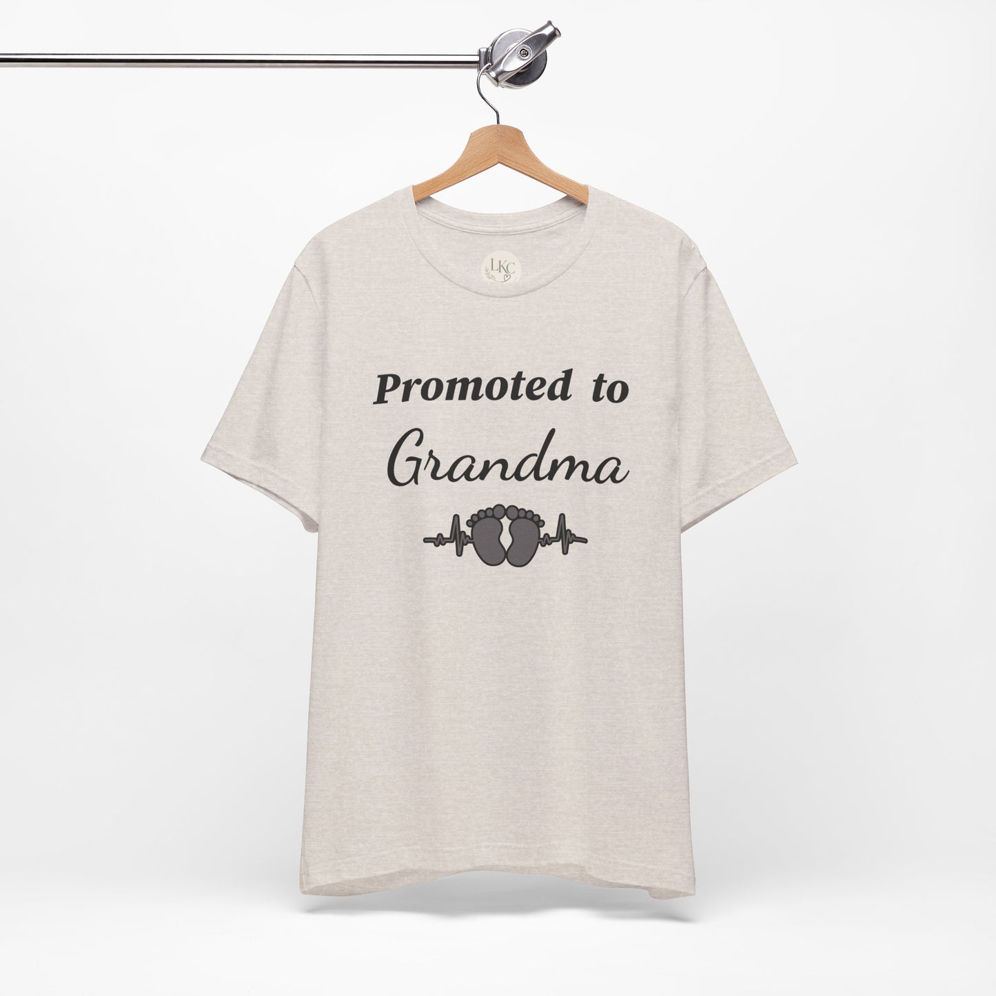 Promoted to Grandma T-Shirt — New Grandma Announcement Tee with Baby Feet Design