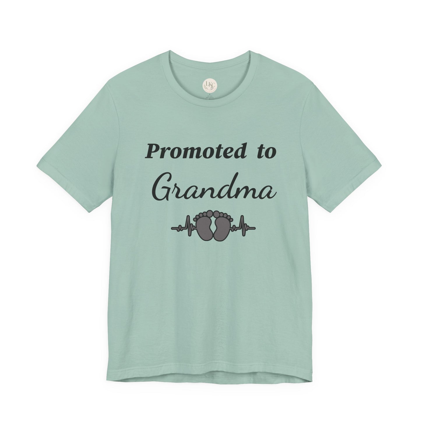 Promoted to Grandma T-Shirt — New Grandma Announcement Tee with Baby Feet Design