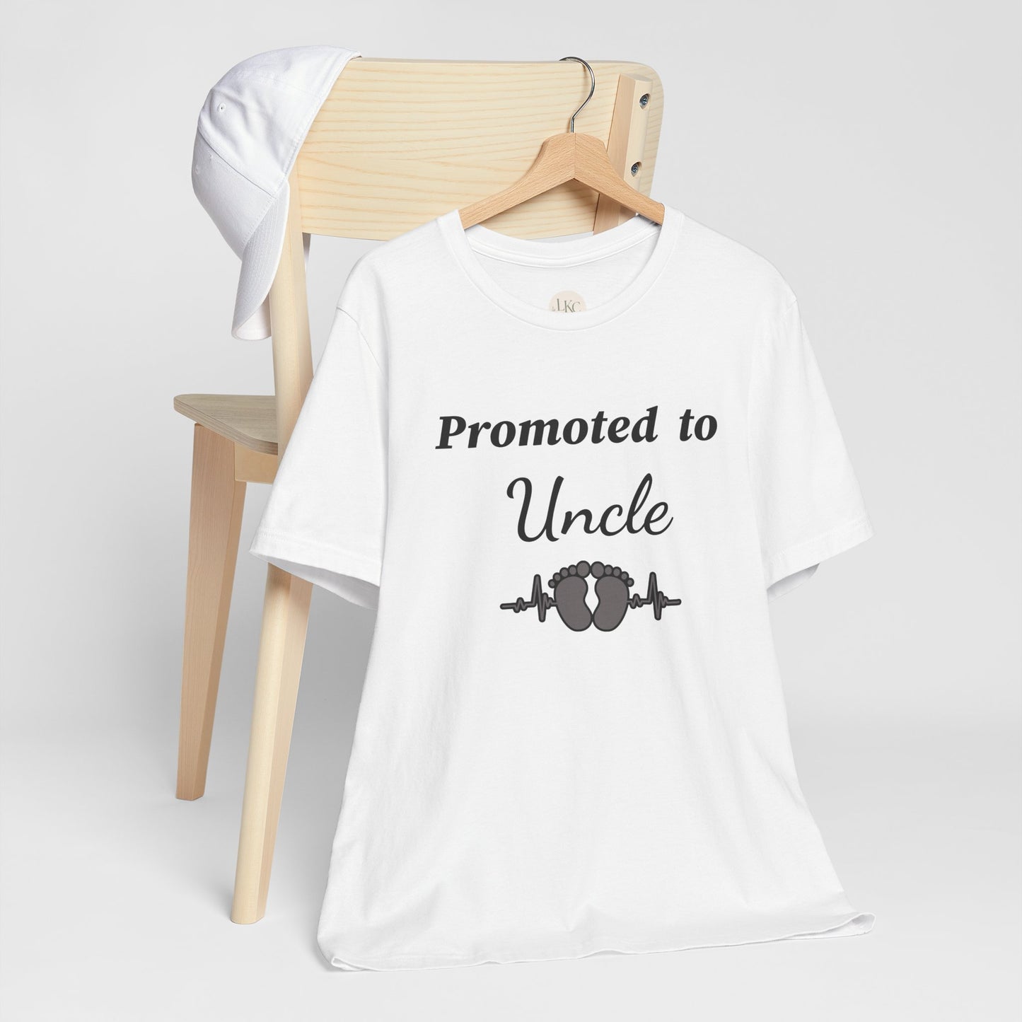 Promoted to Uncle Tee — New Baby Announcement T-Shirt with Baby Feet Design