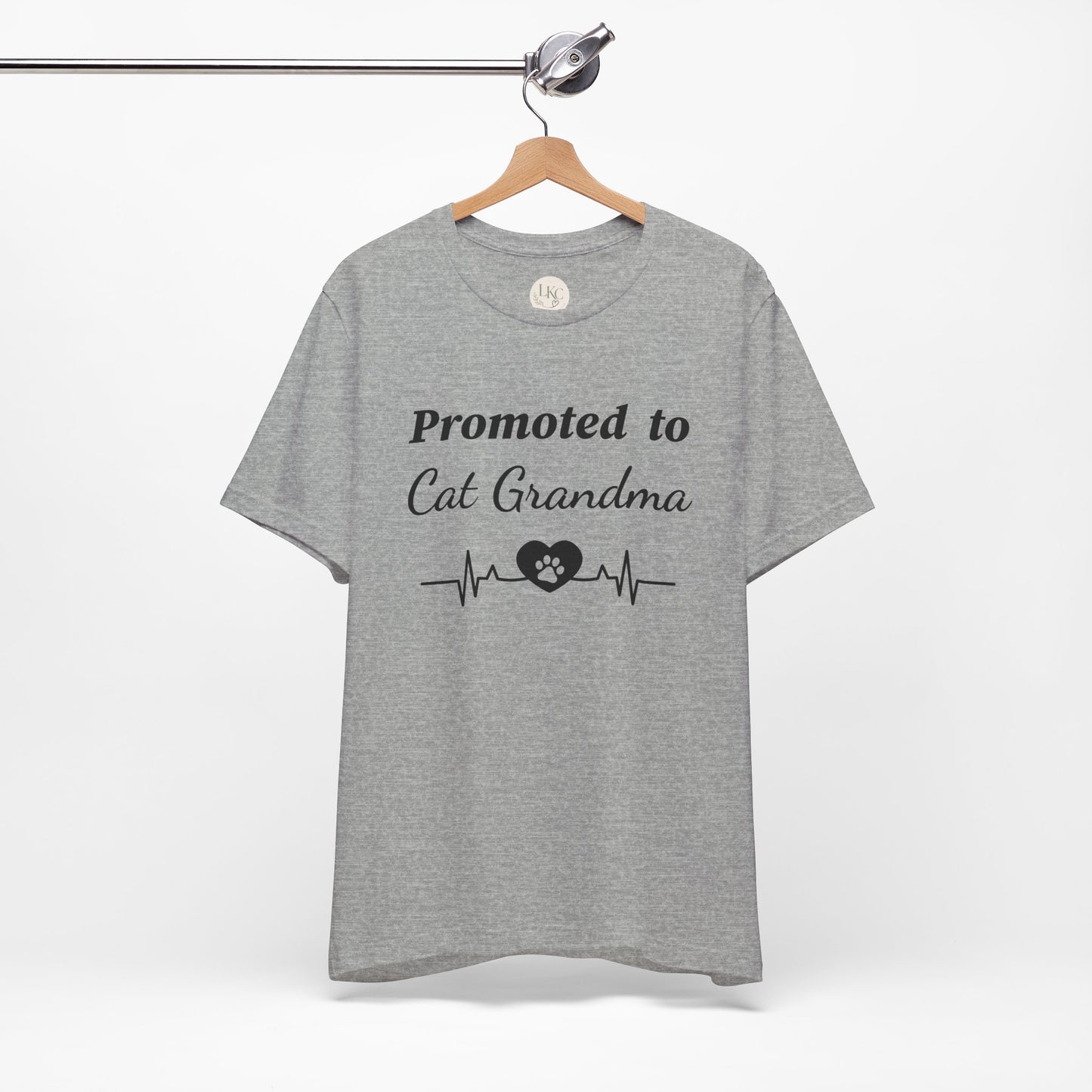 Promoted to Cat Grandma T-Shirt — Funny Cat Grandma Tee with Heartbeat Paw Design