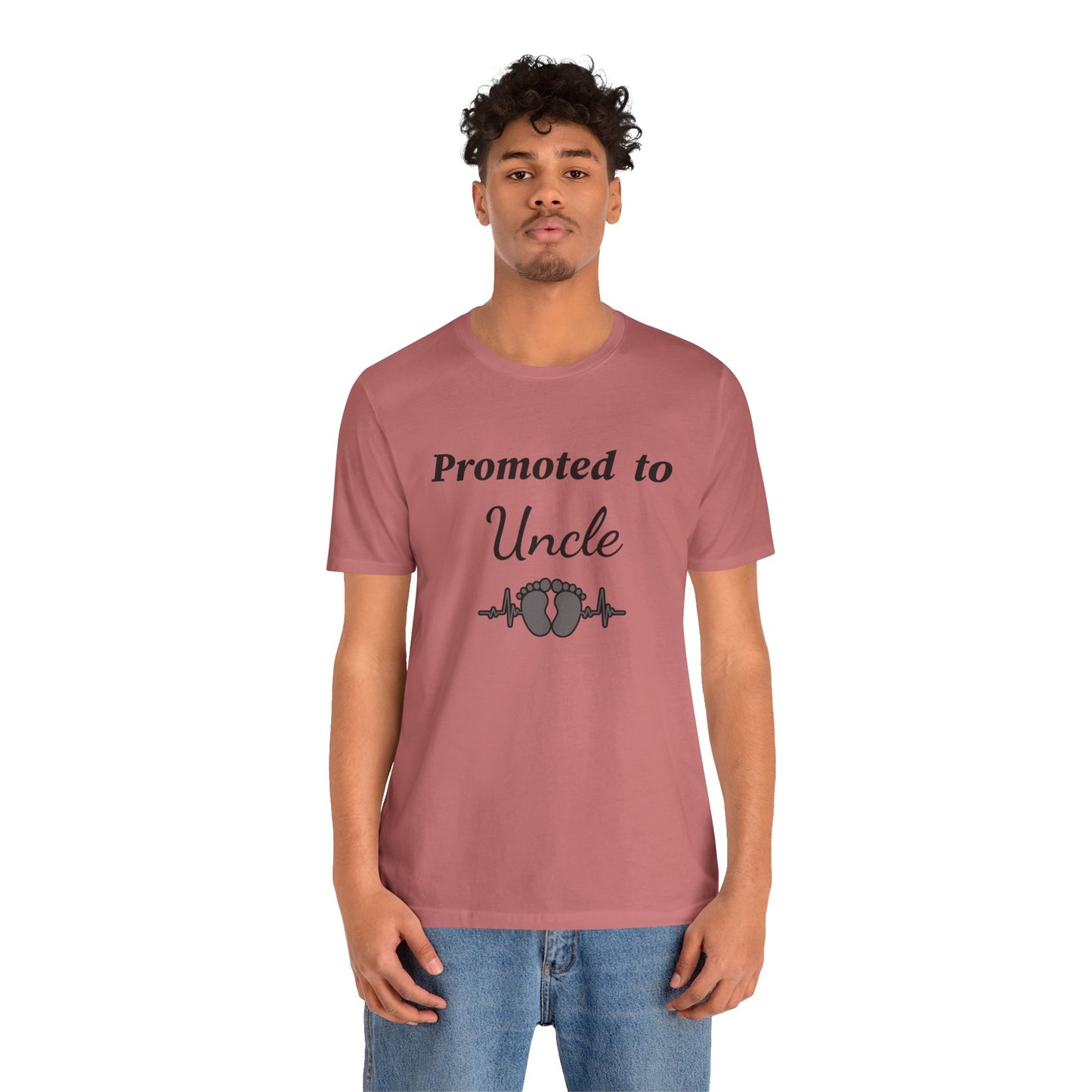 Promoted to Uncle Tee — New Baby Announcement T-Shirt with Baby Feet Design