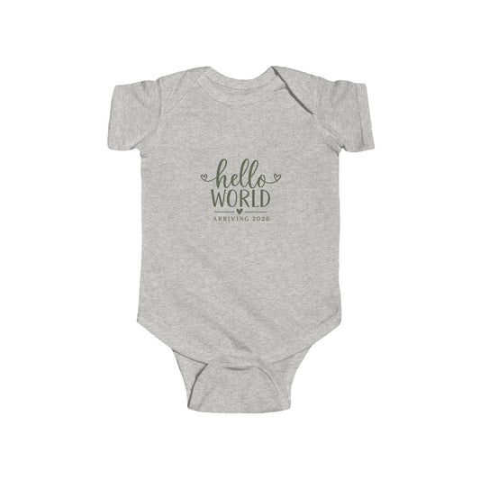 Hello World Arriving 2026 Baby Bodysuit