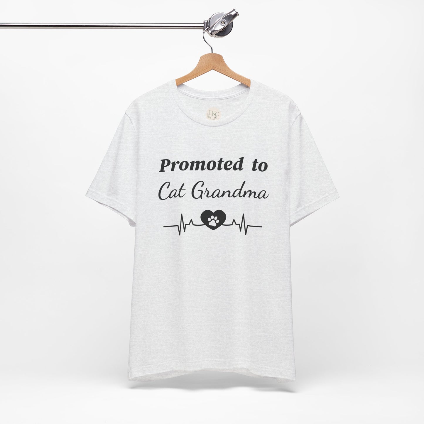 Promoted to Cat Grandma T-Shirt — Funny Cat Grandma Tee with Heartbeat Paw Design