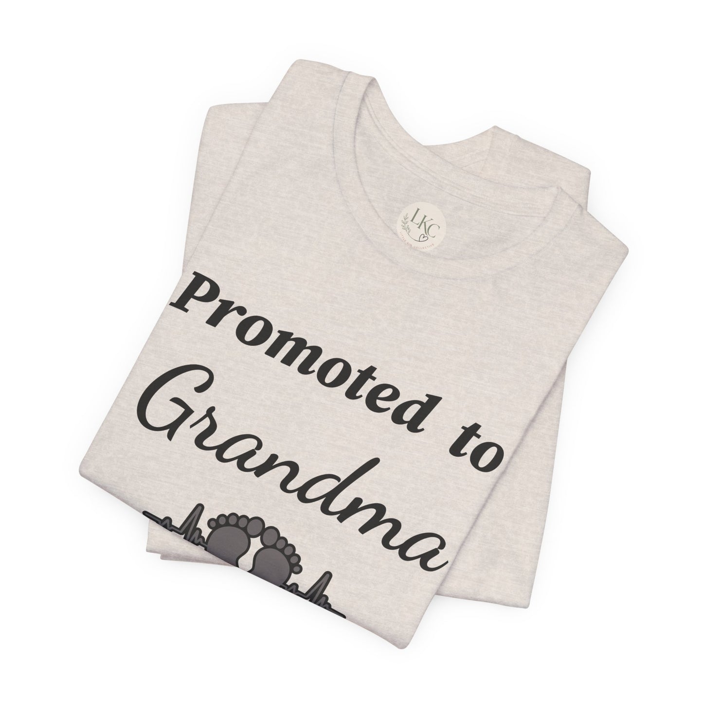 Promoted to Grandma T-Shirt — New Grandma Announcement Tee with Baby Feet Design