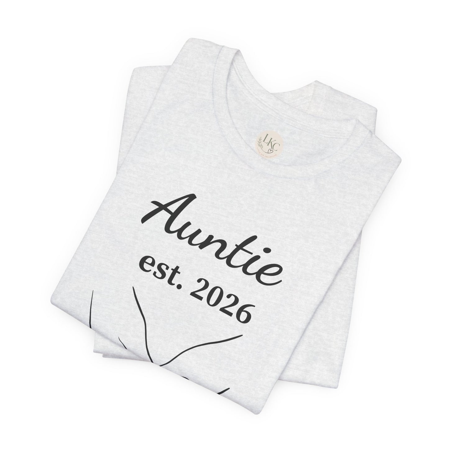 Auntie Est. 2026 Tee — New Aunt T-Shirt with Heart Hands Baby Design
