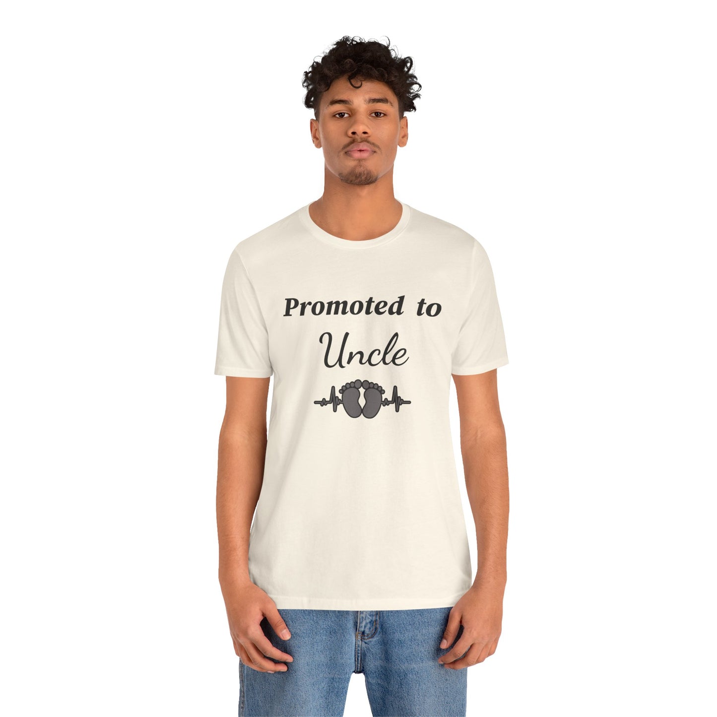Promoted to Uncle Tee — New Baby Announcement T-Shirt with Baby Feet Design
