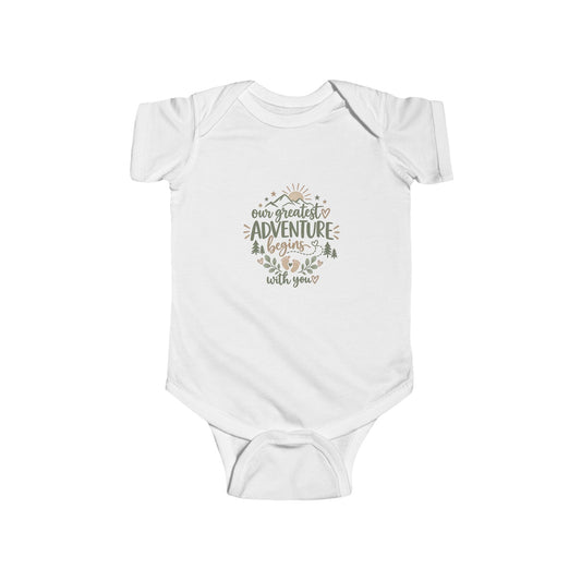 Our Greatest Adventure Begins With You Baby Bodysuit
