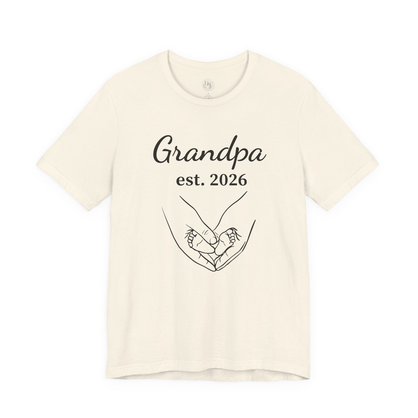 Grandpa Est. 2026 T‑Shirt — New Grandpa Heart Hands Graphic Tee