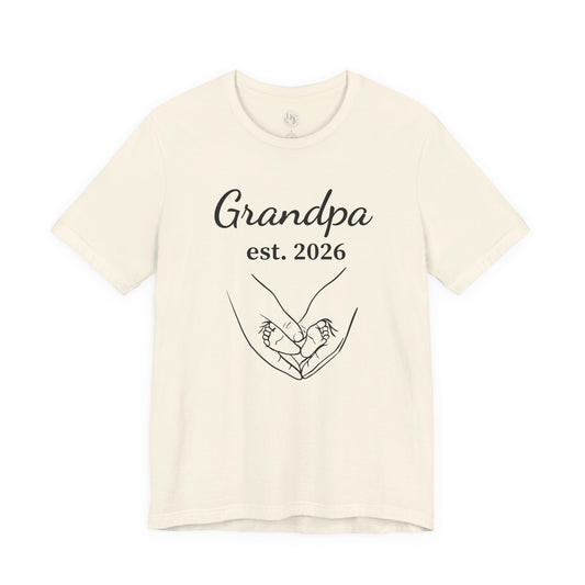 Grandpa Est. 2026 T‑Shirt — New Grandpa Heart Hands Graphic Tee