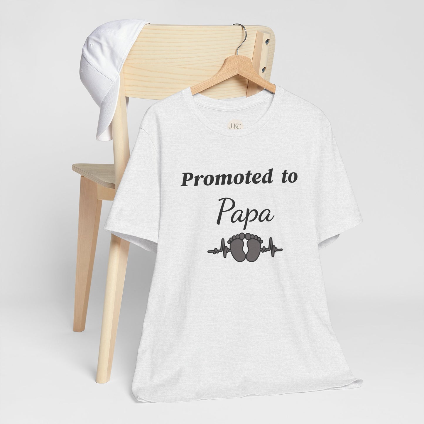 Promoted to Papa Tee — New Grandpa Announcement T‑Shirt with Baby Feet Design