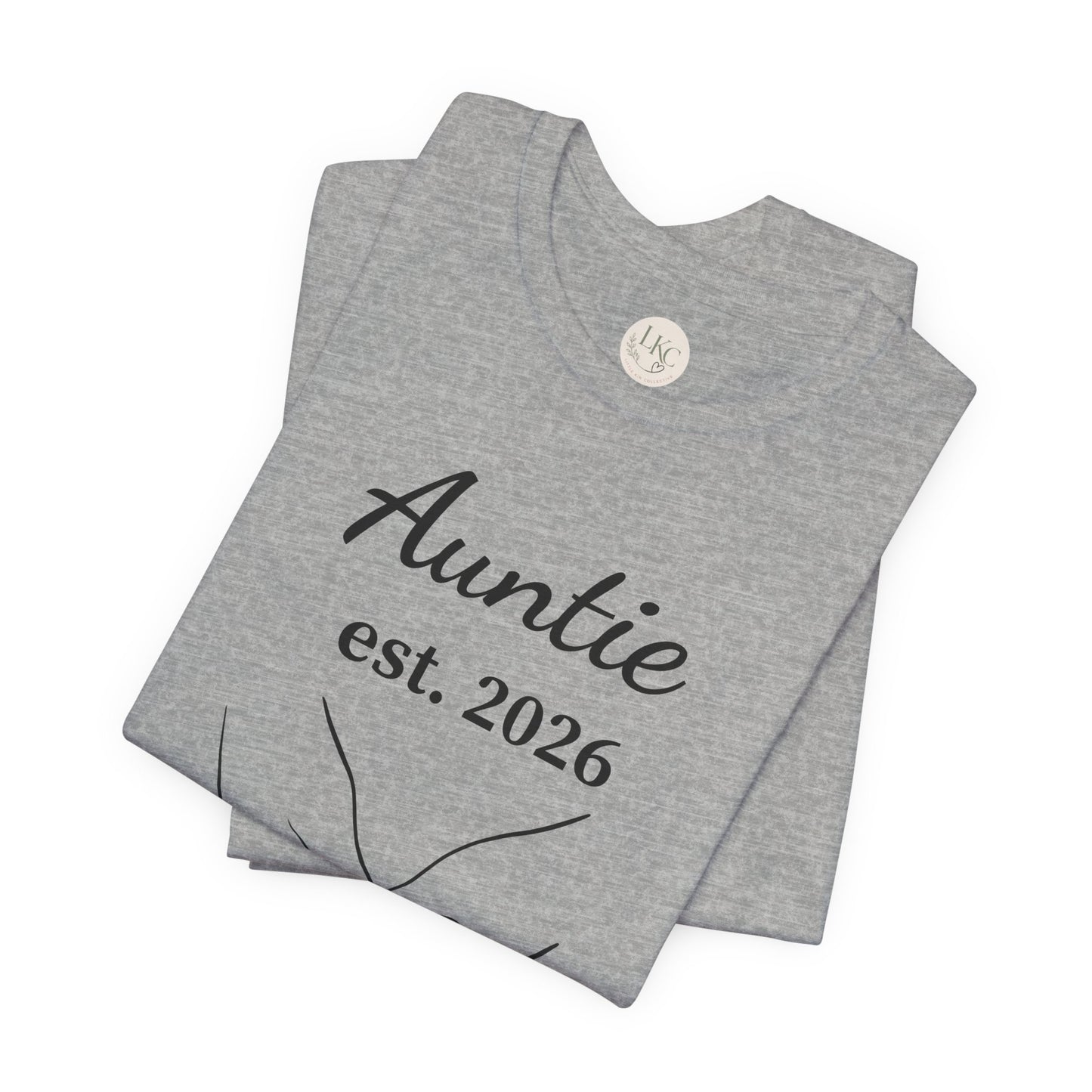 Auntie Est. 2026 Tee — New Aunt T-Shirt with Heart Hands Baby Design
