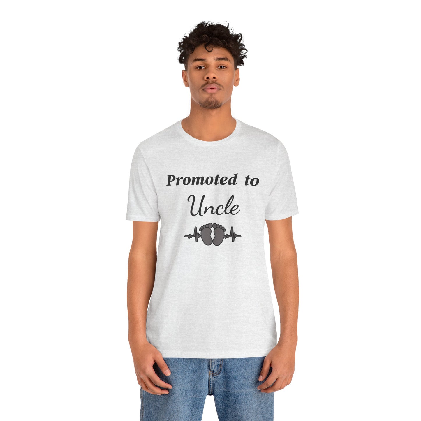 Promoted to Uncle Tee — New Baby Announcement T-Shirt with Baby Feet Design
