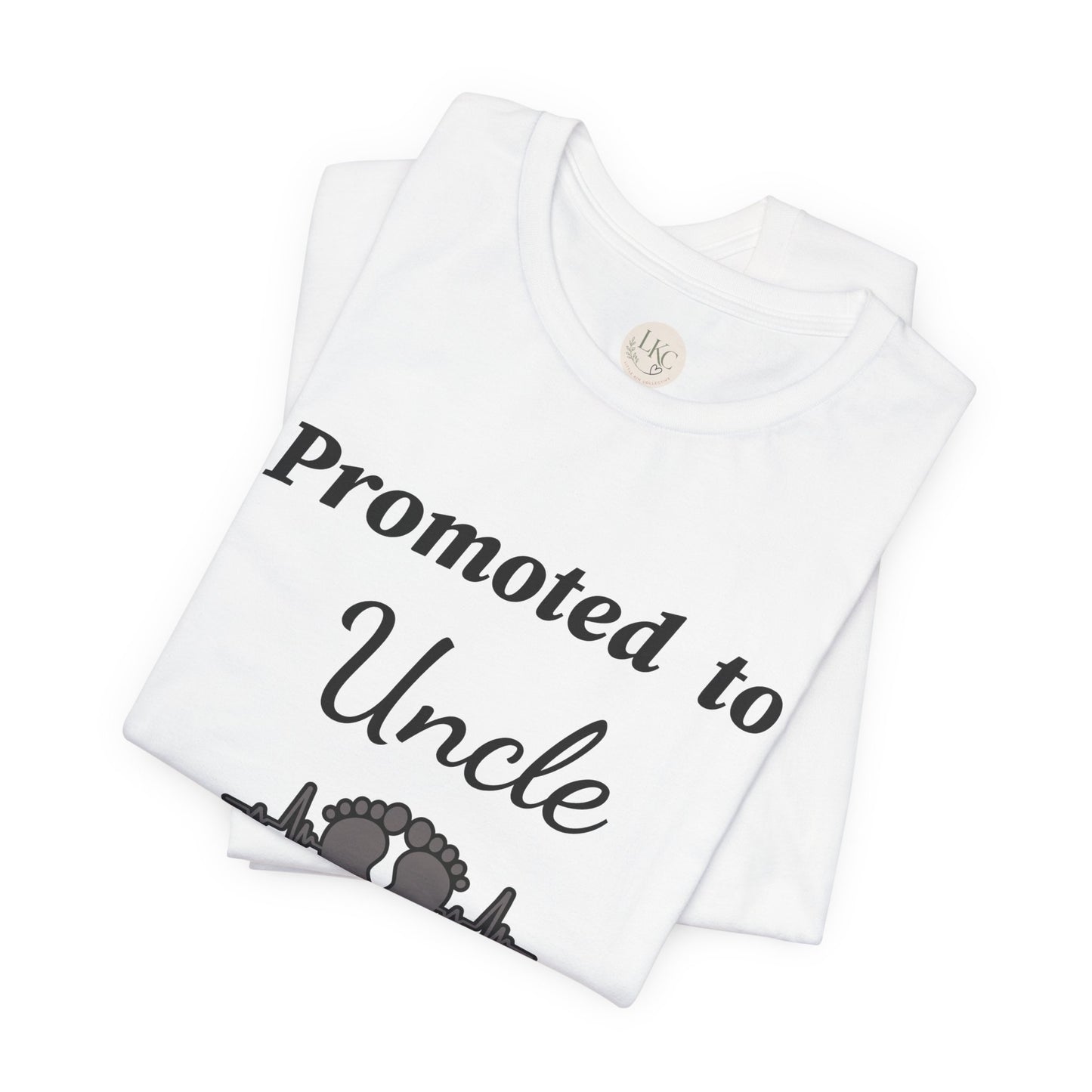 Promoted to Uncle Tee — New Baby Announcement T-Shirt with Baby Feet Design