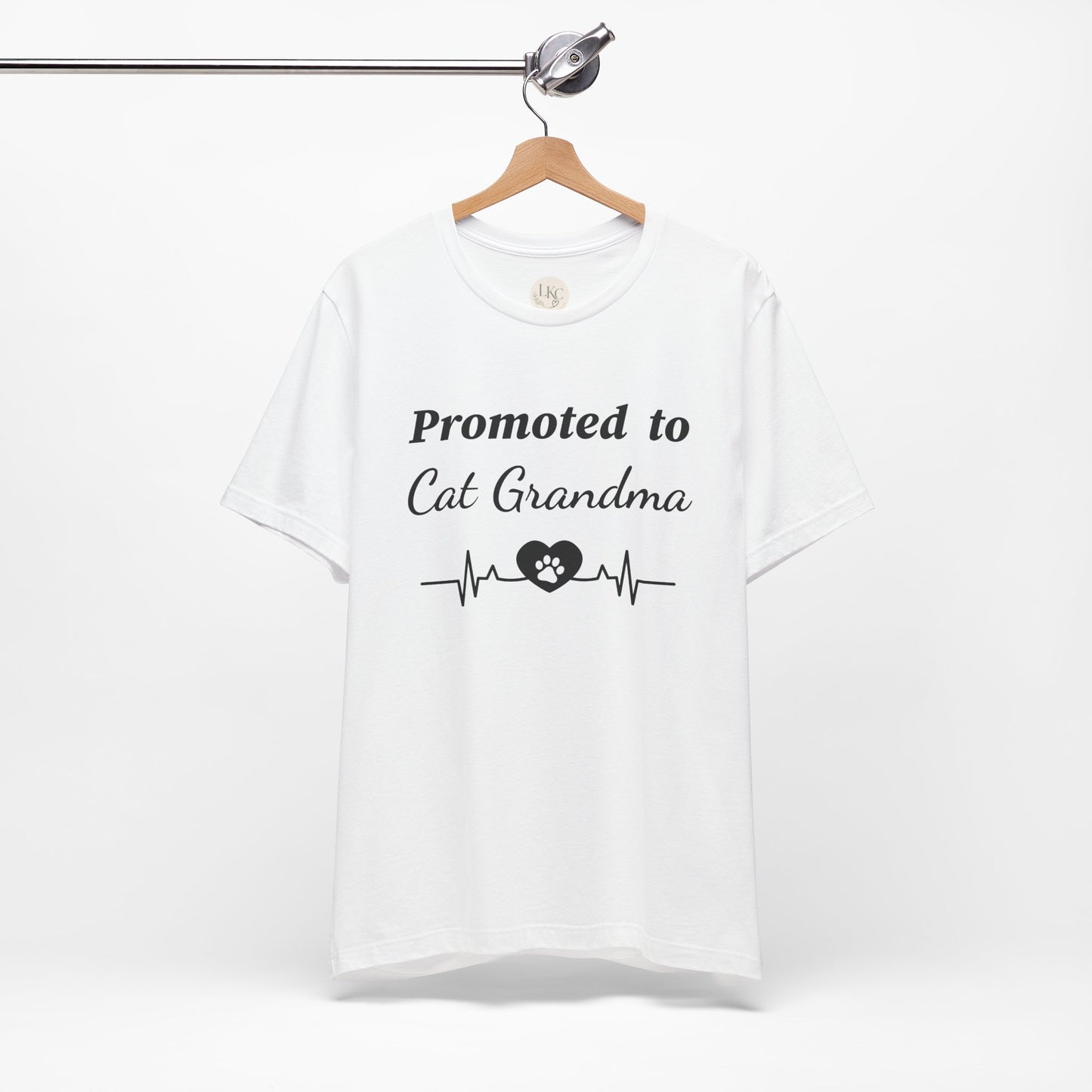 Promoted to Cat Grandma T-Shirt — Funny Cat Grandma Tee with Heartbeat Paw Design