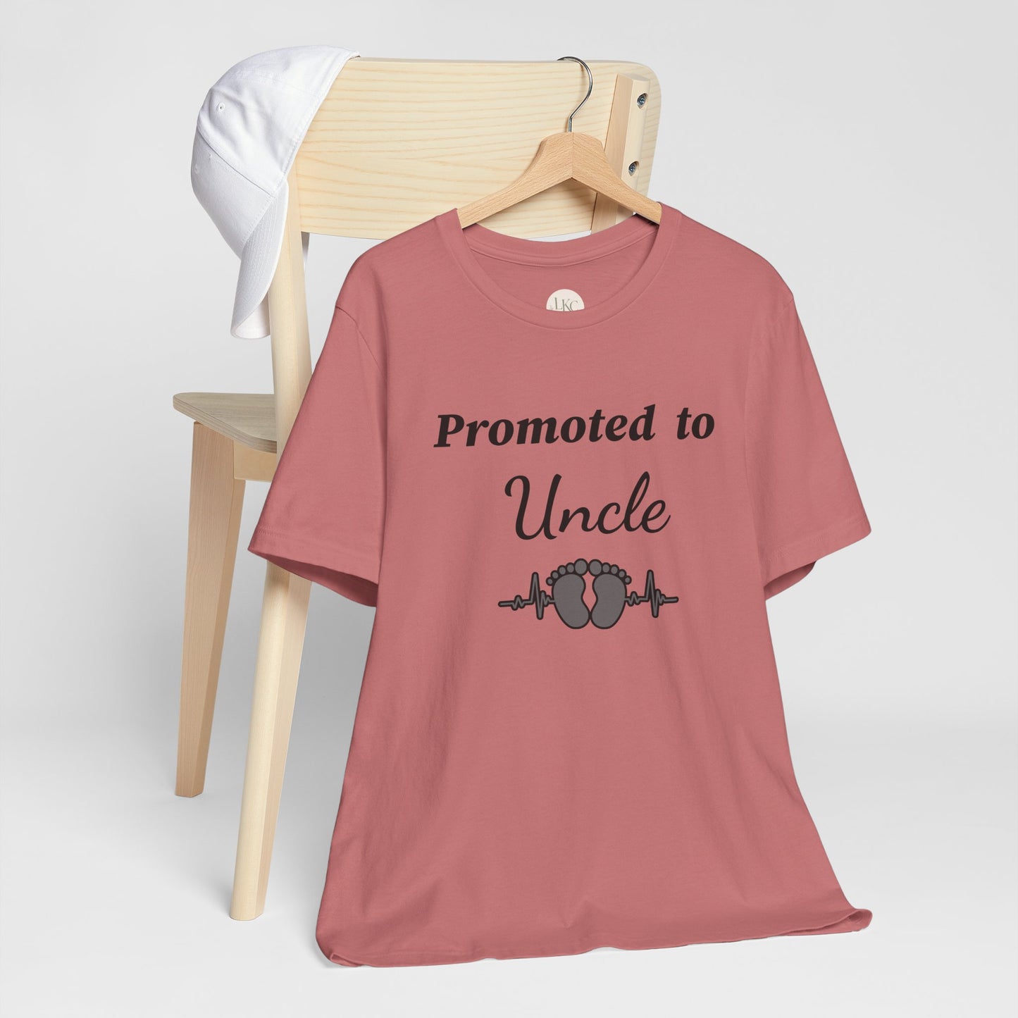 Promoted to Uncle Tee — New Baby Announcement T-Shirt with Baby Feet Design