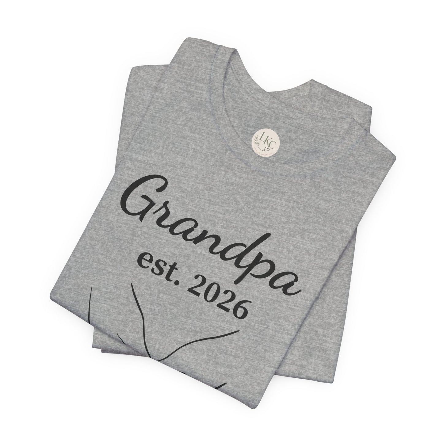 Grandpa Est. 2026 T‑Shirt — New Grandpa Heart Hands Graphic Tee