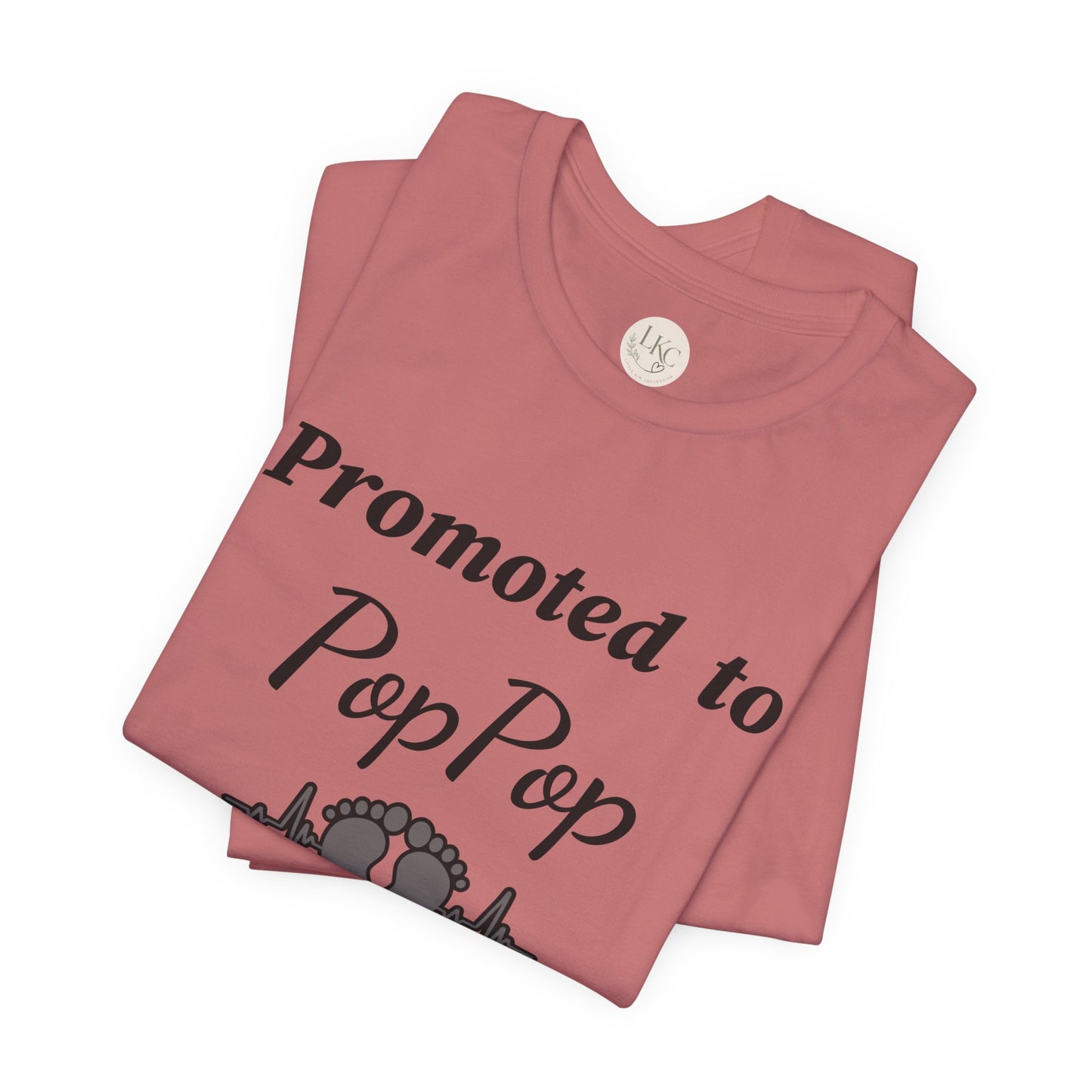 Promoted to PopPop T-Shirt — New Grandpa Announcement Tee with Baby Feet Design