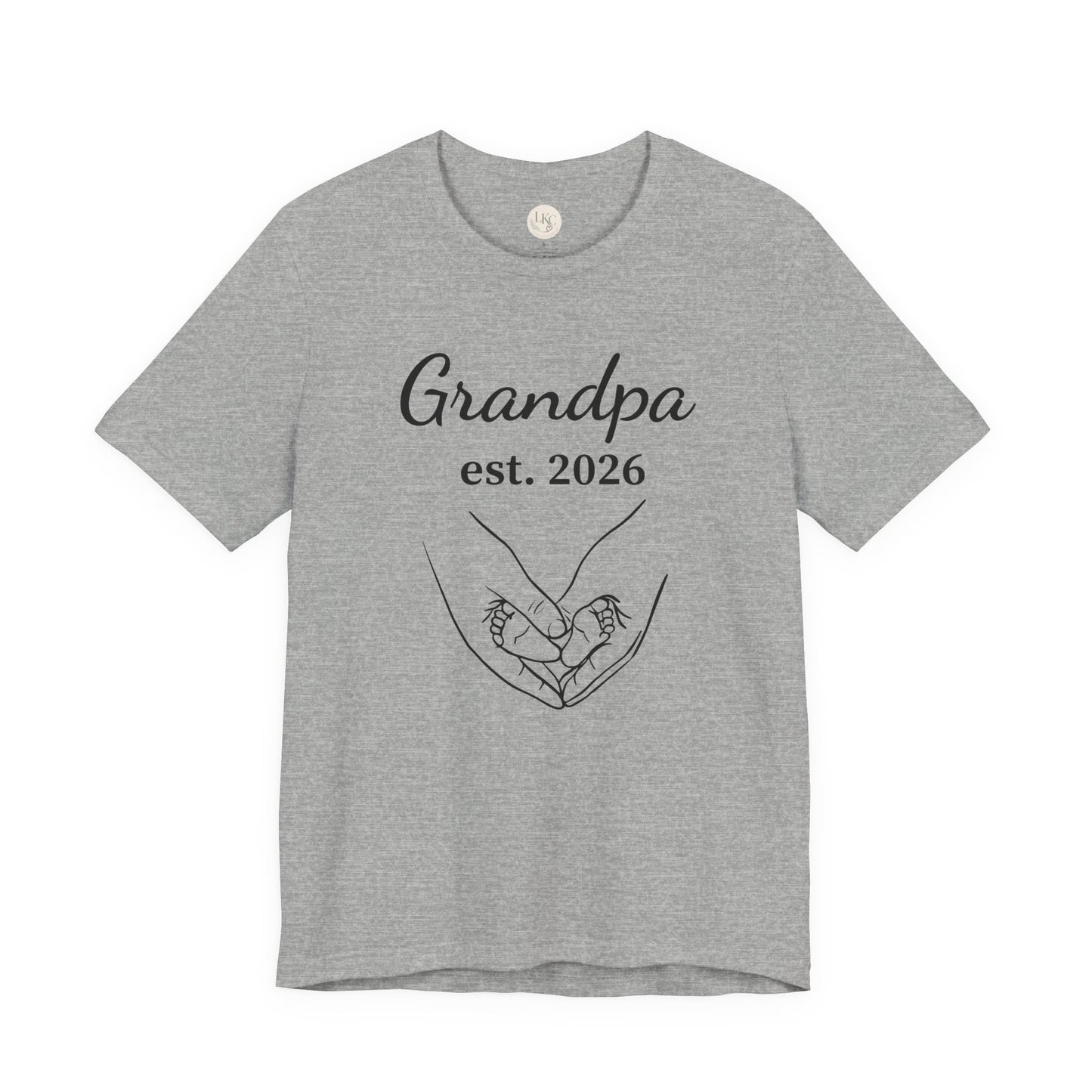 Grandpa Est. 2026 T‑Shirt — New Grandpa Heart Hands Graphic Tee