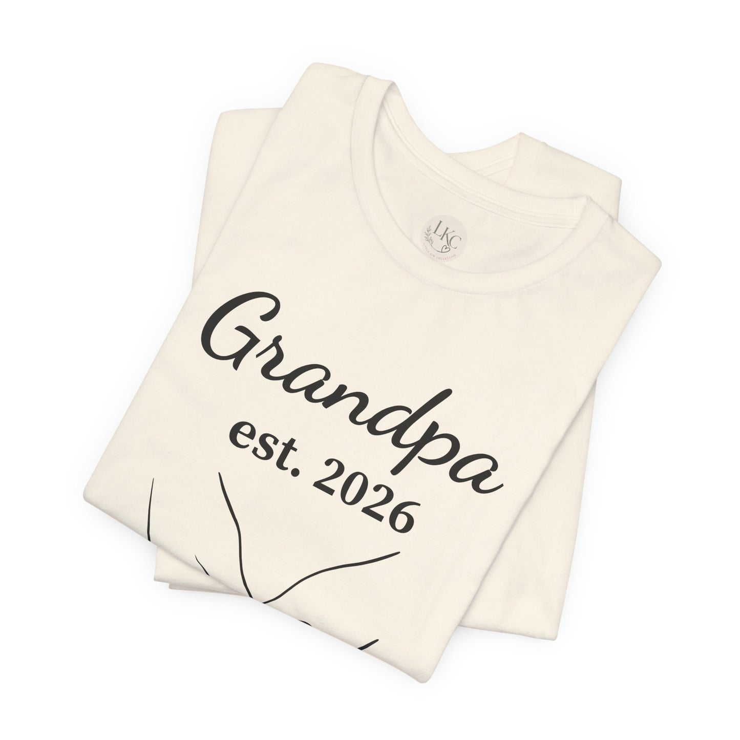 Grandpa Est. 2026 T‑Shirt — New Grandpa Heart Hands Graphic Tee