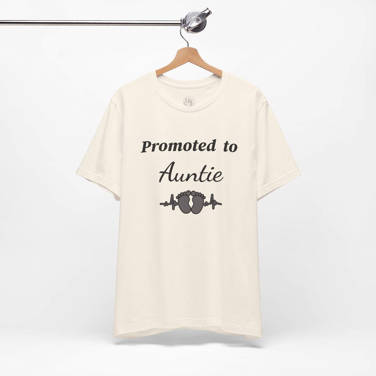 Promoted to Auntie T-Shirt — New Aunt Announcement Tee with Baby Feet Design