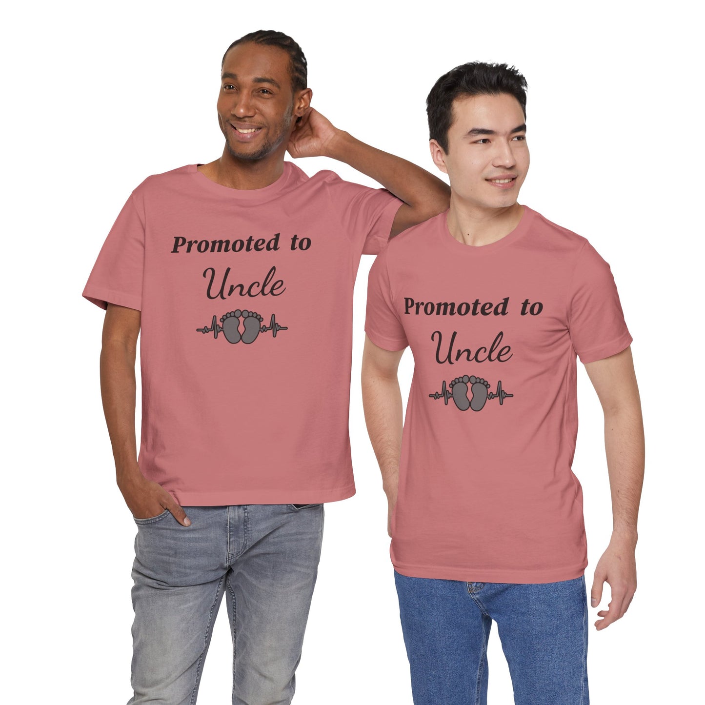 Promoted to Uncle Tee — New Baby Announcement T-Shirt with Baby Feet Design