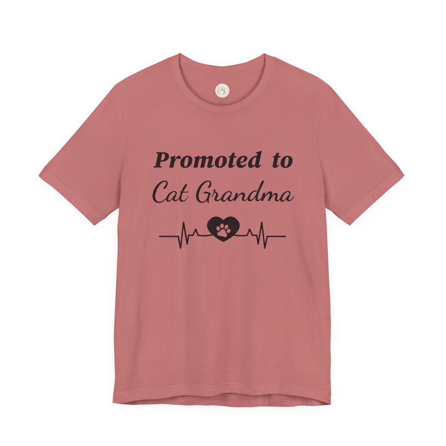 Promoted to Cat Grandma T-Shirt — Funny Cat Grandma Tee with Heartbeat Paw Design