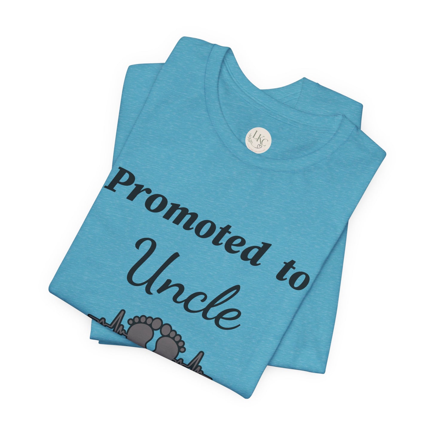Promoted to Uncle Tee — New Baby Announcement T-Shirt with Baby Feet Design
