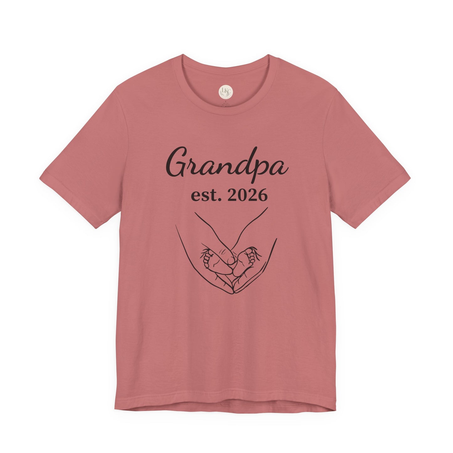 Grandpa Est. 2026 T‑Shirt — New Grandpa Heart Hands Graphic Tee