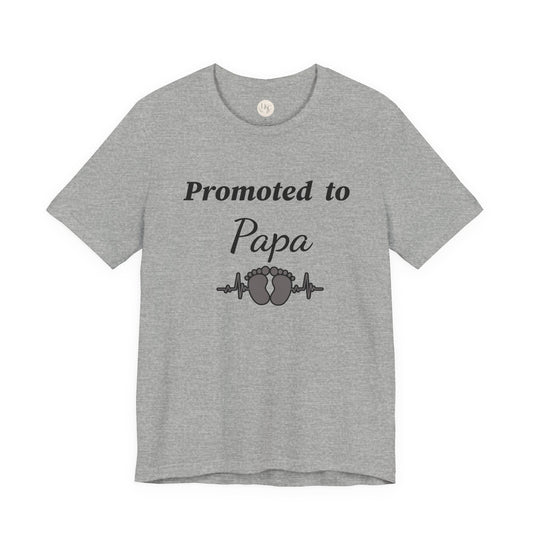 Promoted to Papa Tee — New Grandpa Announcement T‑Shirt with Baby Feet Design