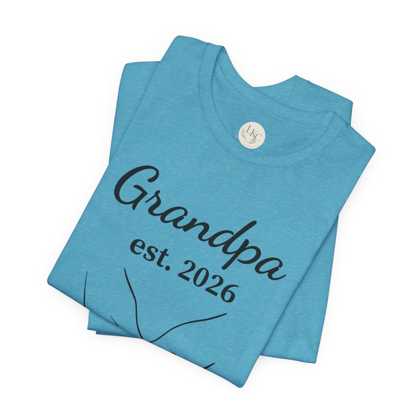 Grandpa Est. 2026 T‑Shirt — New Grandpa Heart Hands Graphic Tee