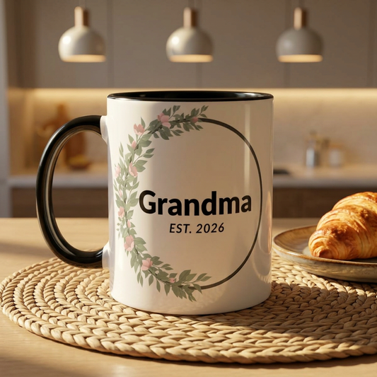 Grandma Est. 2026 Floral Coffee Mug — New Grandma Gift (11oz & 15oz)