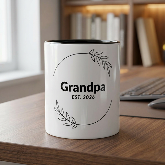 Grandpa Est. 2026 Mug — Personalized Coffee Cup for New Grandfathers
