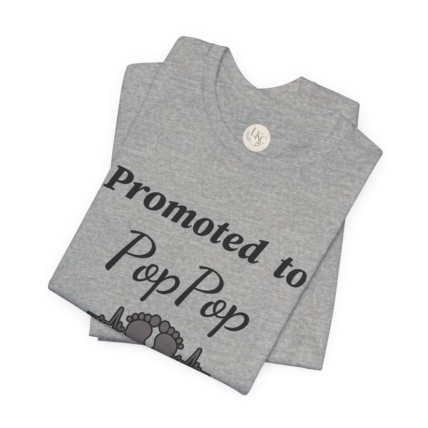 Promoted to PopPop T-Shirt — New Grandpa Announcement Tee with Baby Feet Design