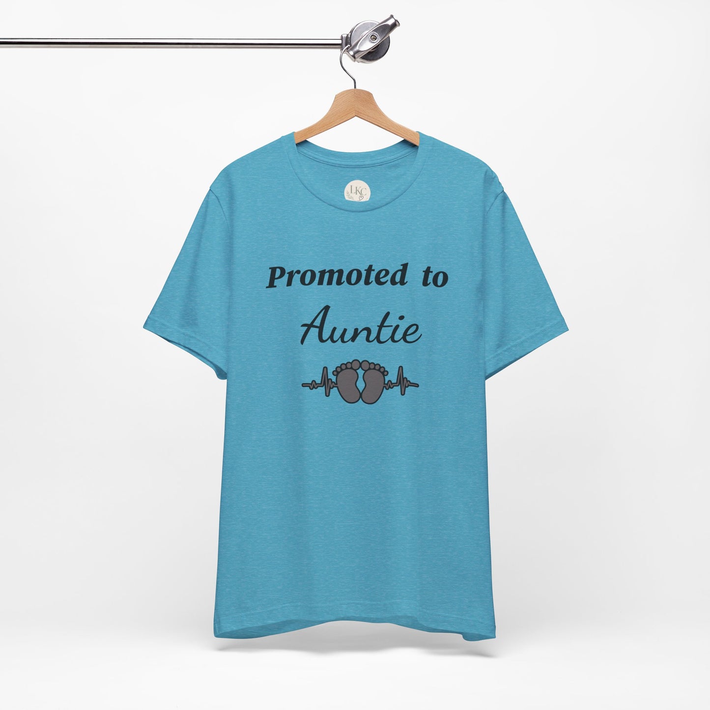 Promoted to Auntie T-Shirt — New Aunt Announcement Tee with Baby Feet Design
