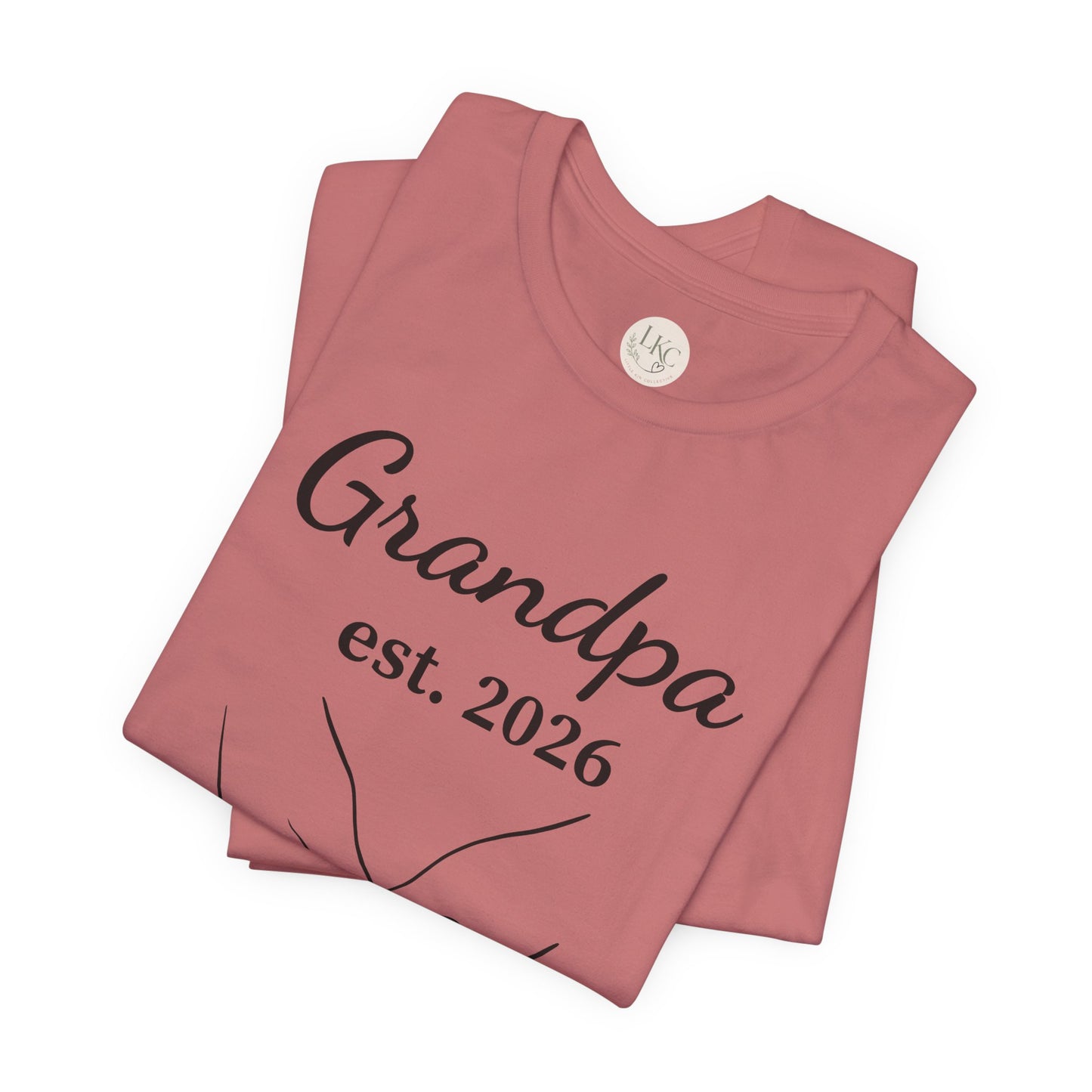 Grandpa Est. 2026 T‑Shirt — New Grandpa Heart Hands Graphic Tee
