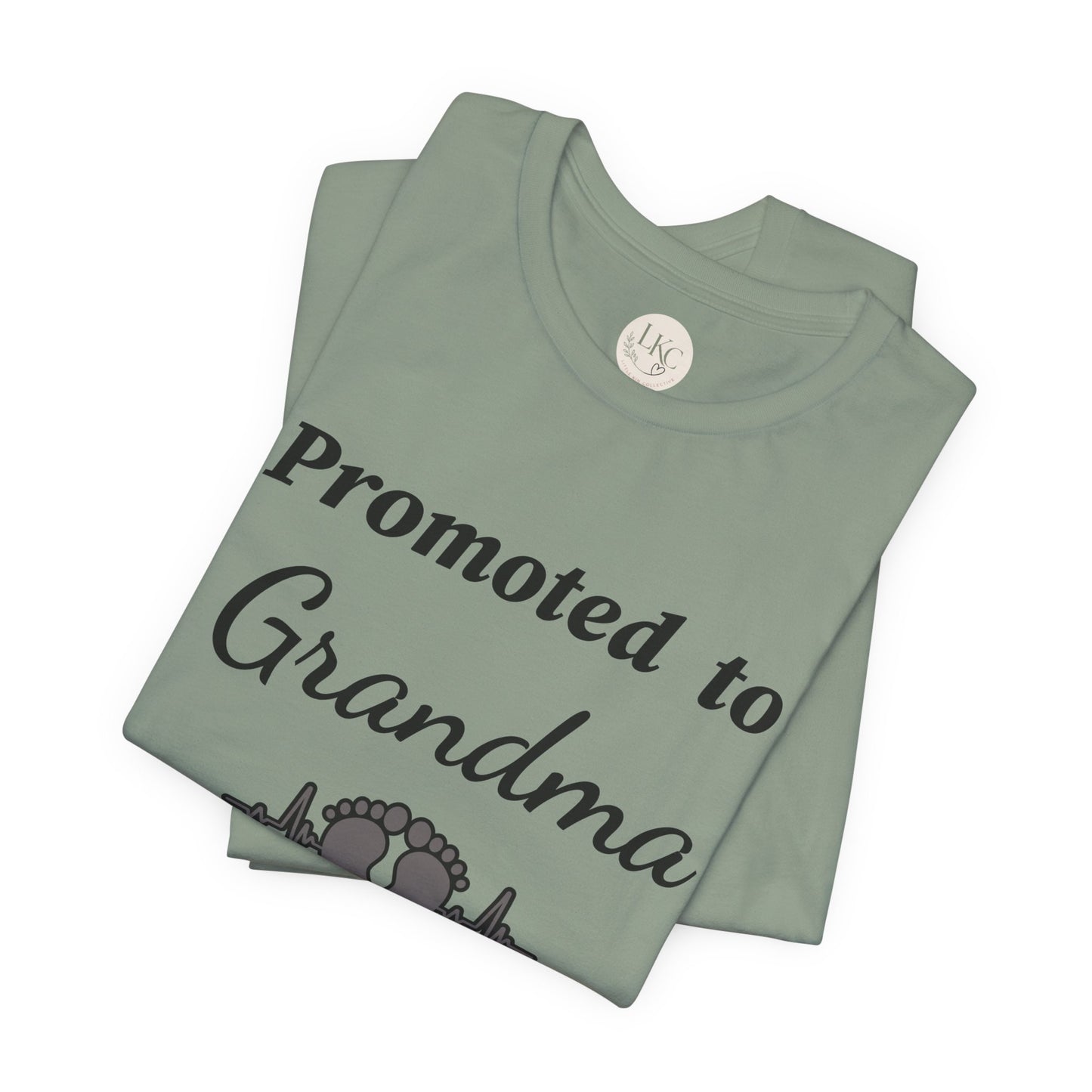 Promoted to Grandma T-Shirt — New Grandma Announcement Tee with Baby Feet Design