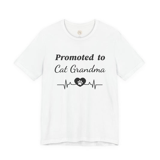 Promoted to Cat Grandma T-Shirt — Funny Cat Grandma Tee with Heartbeat Paw Design