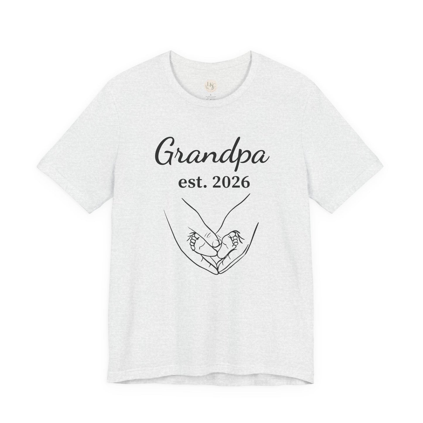 Grandpa Est. 2026 T‑Shirt — New Grandpa Heart Hands Graphic Tee