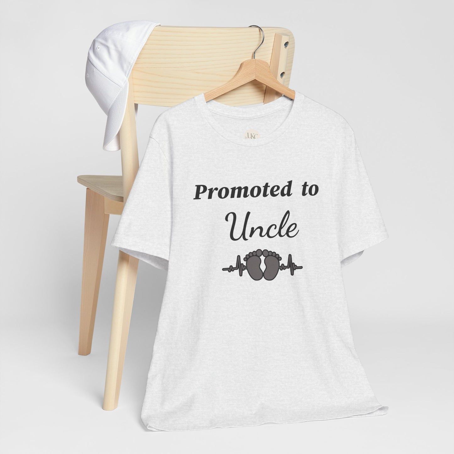 Promoted to Uncle Tee — New Baby Announcement T-Shirt with Baby Feet Design