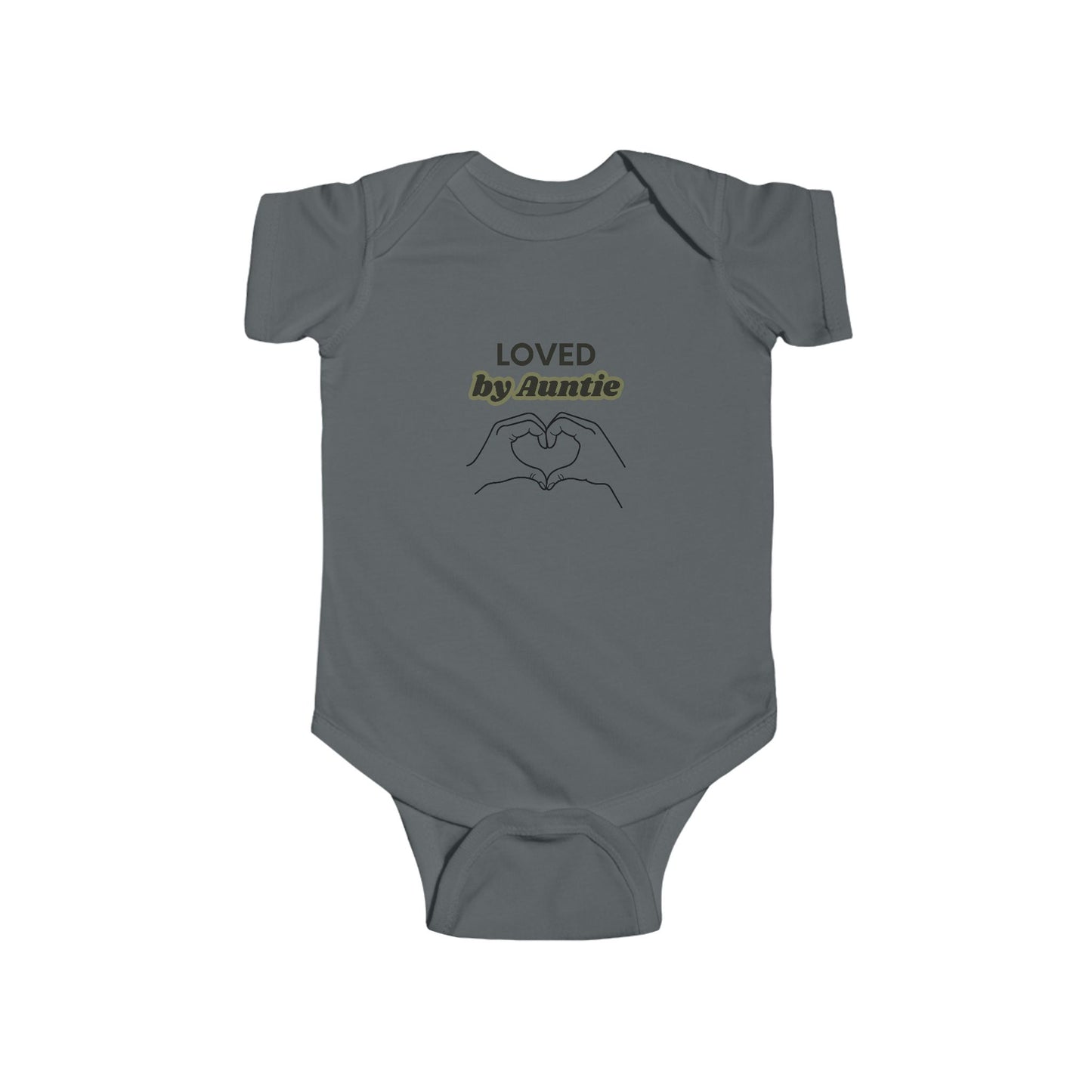 Baby Bodysuit — "Loved by Auntie" Heart Hands Infant Onesie