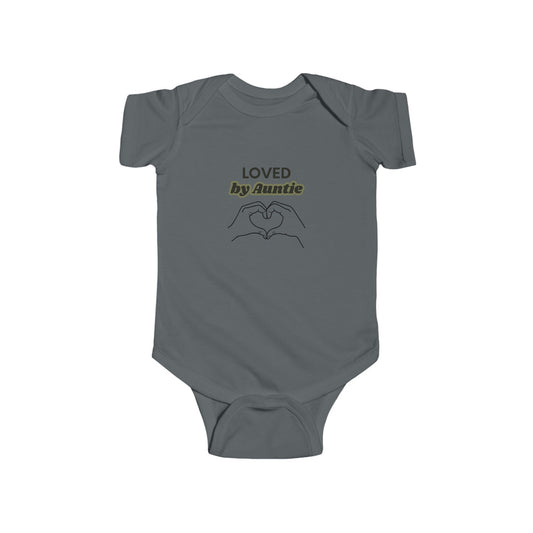 Baby Bodysuit — "Loved by Auntie" Heart Hands Infant Onesie