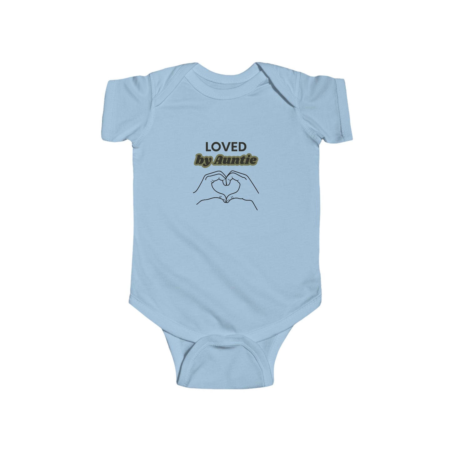 Baby Bodysuit — "Loved by Auntie" Heart Hands Infant Onesie