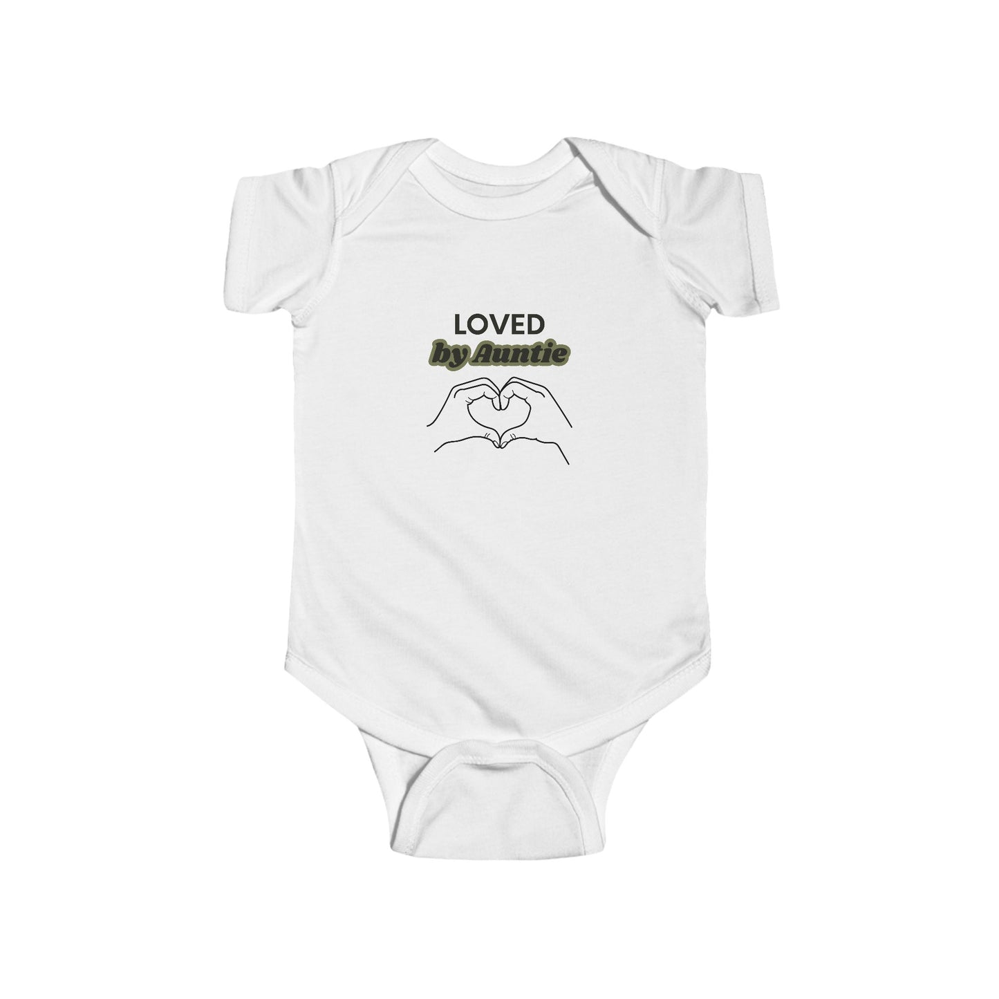 Baby Bodysuit — "Loved by Auntie" Heart Hands Infant Onesie