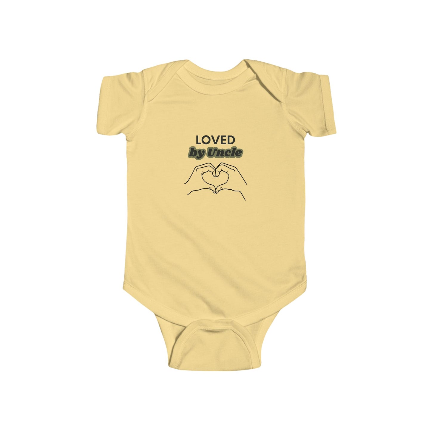 Loved by Uncle Infant Bodysuit — Baby Onesie with Heart Hands Design