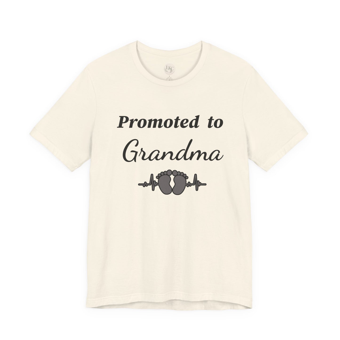Promoted to Grandma T-Shirt — New Grandma Announcement Tee with Baby Feet Design