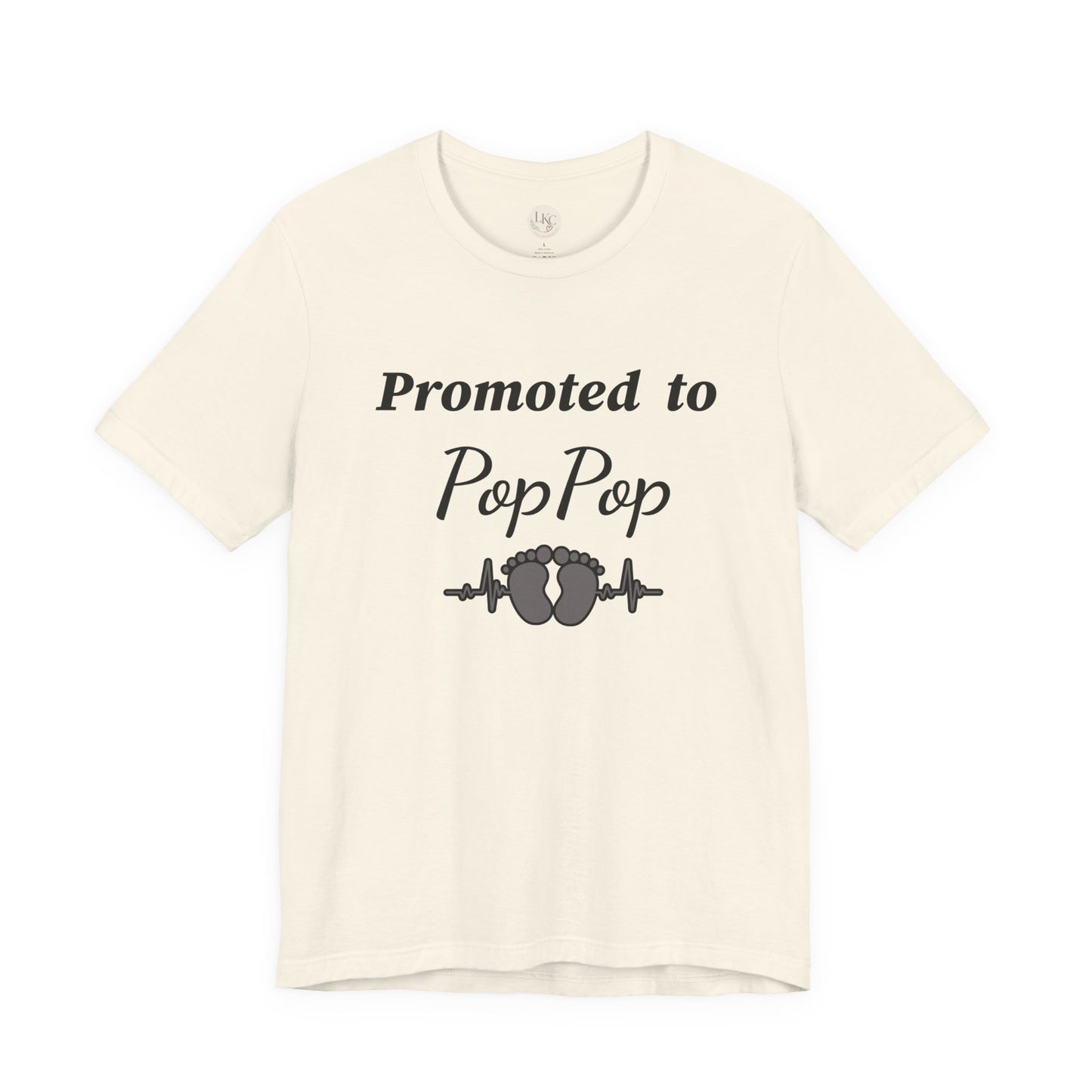 Promoted to PopPop T-Shirt — New Grandpa Announcement Tee with Baby Feet Design