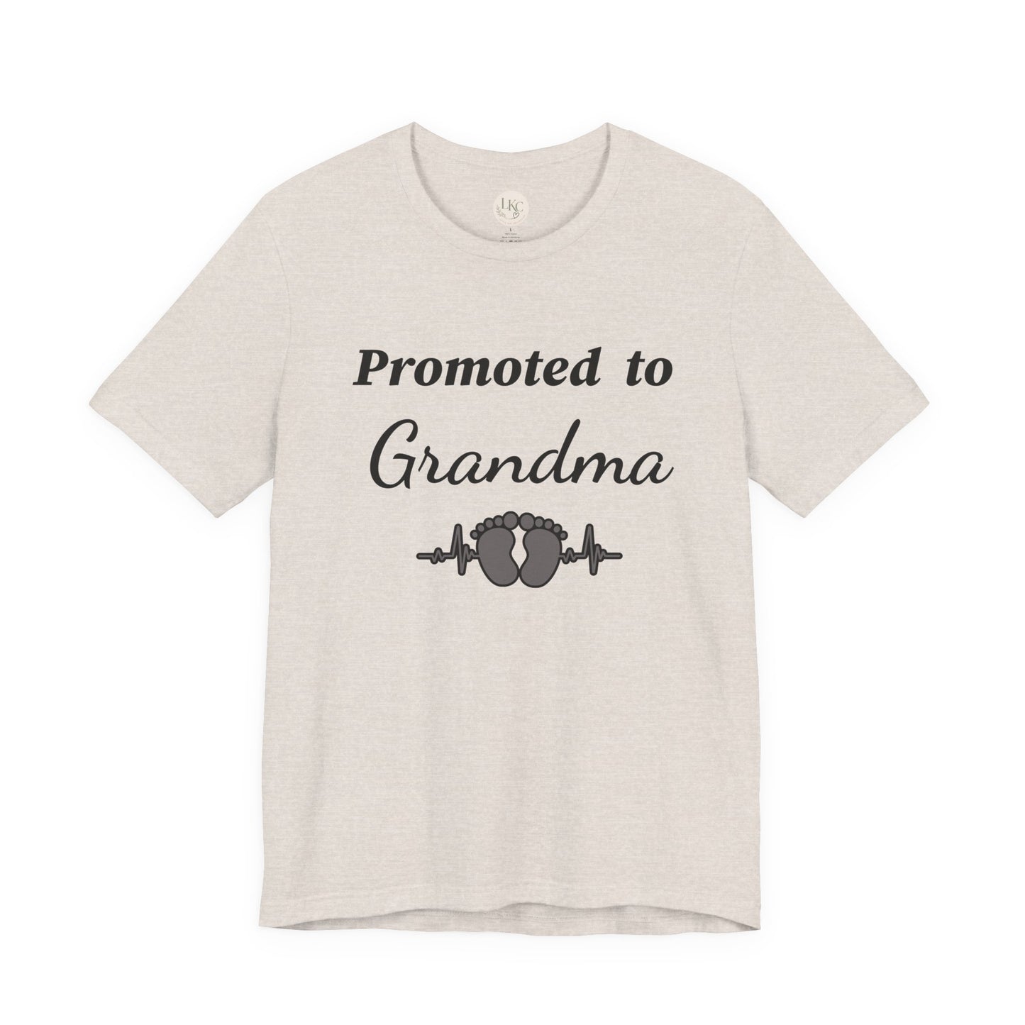 Promoted to Grandma T-Shirt — New Grandma Announcement Tee with Baby Feet Design