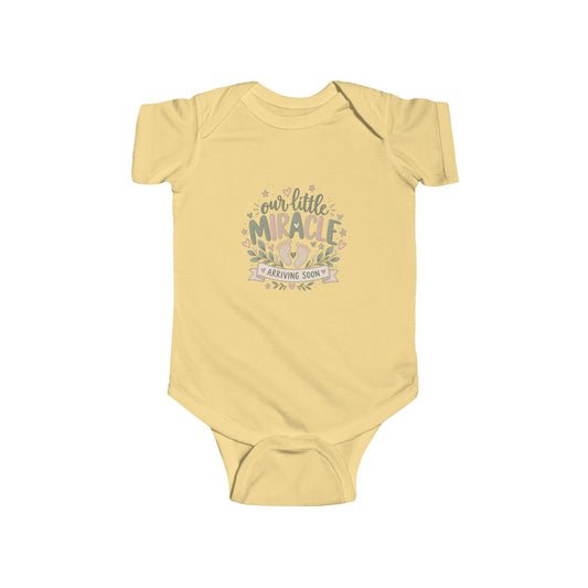 Our Little Miracle Arriving Soon Baby Bodysuit