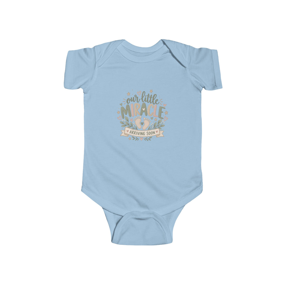 Our Little Miracle Arriving Soon Baby Bodysuit